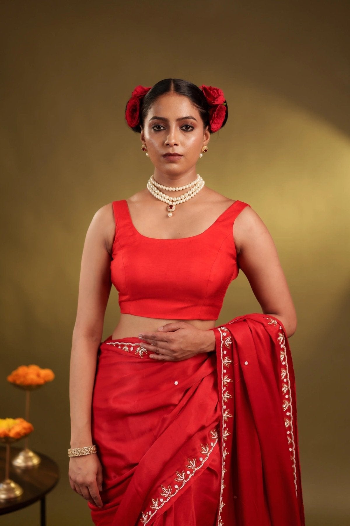 Red Noorie Blouse - Eternity by Sakshi