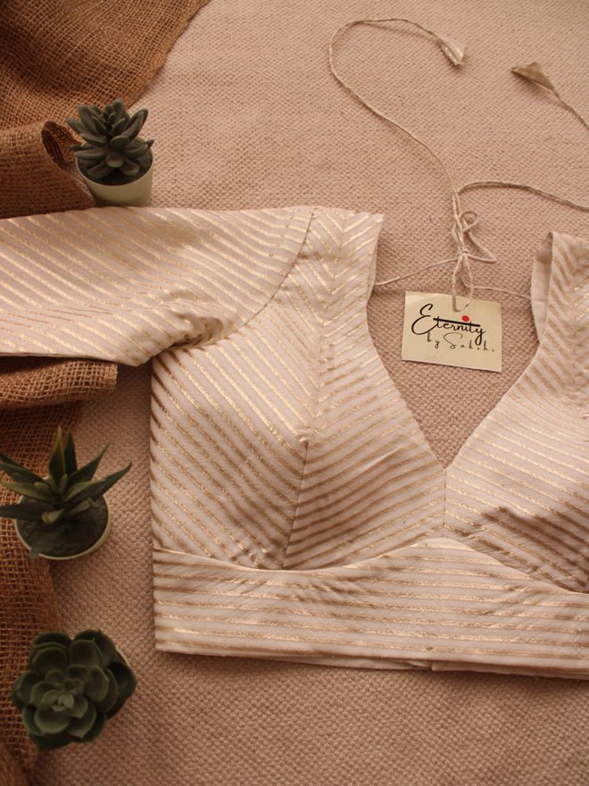 White Stripes Chanderi Blouse - Eternity by Sakshi