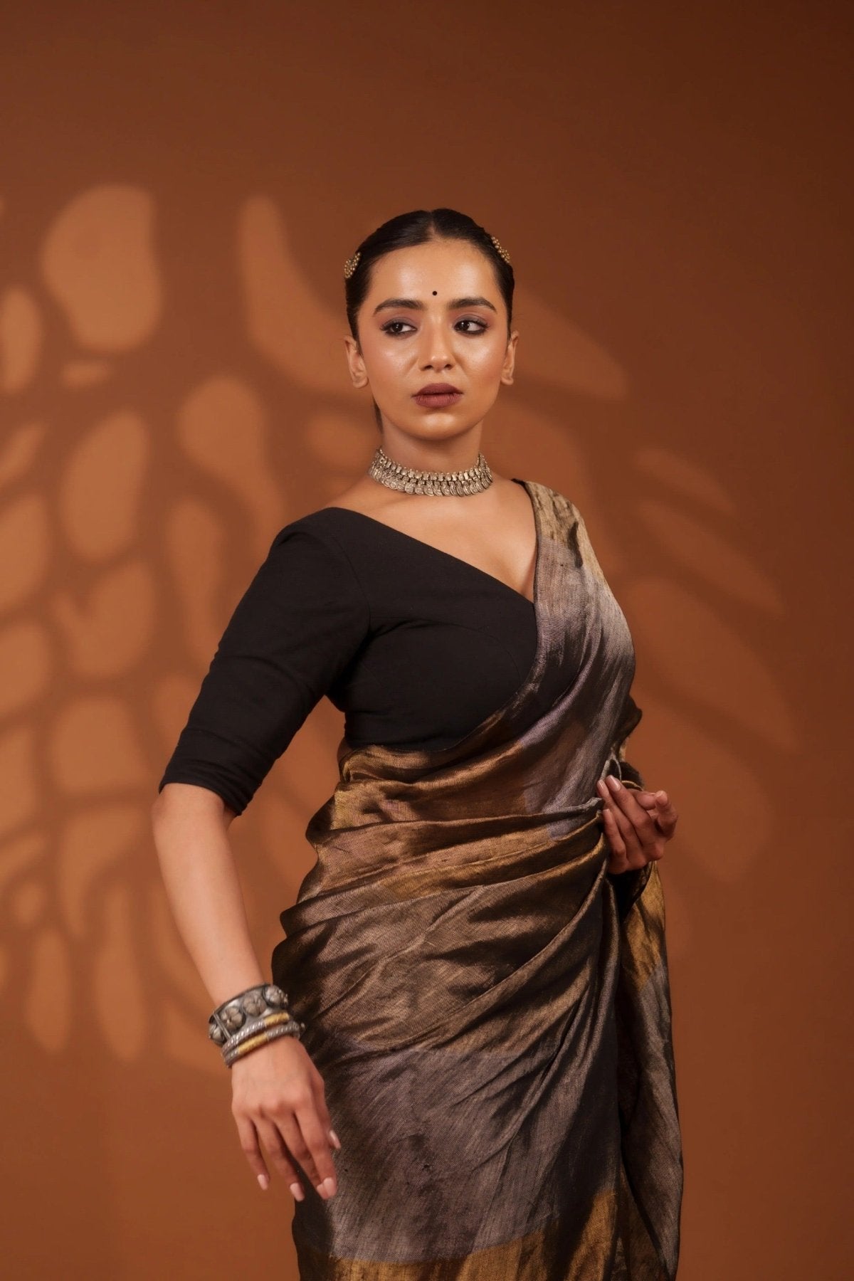 Nayana Metallic Black Saree - Eternity by Sakshi