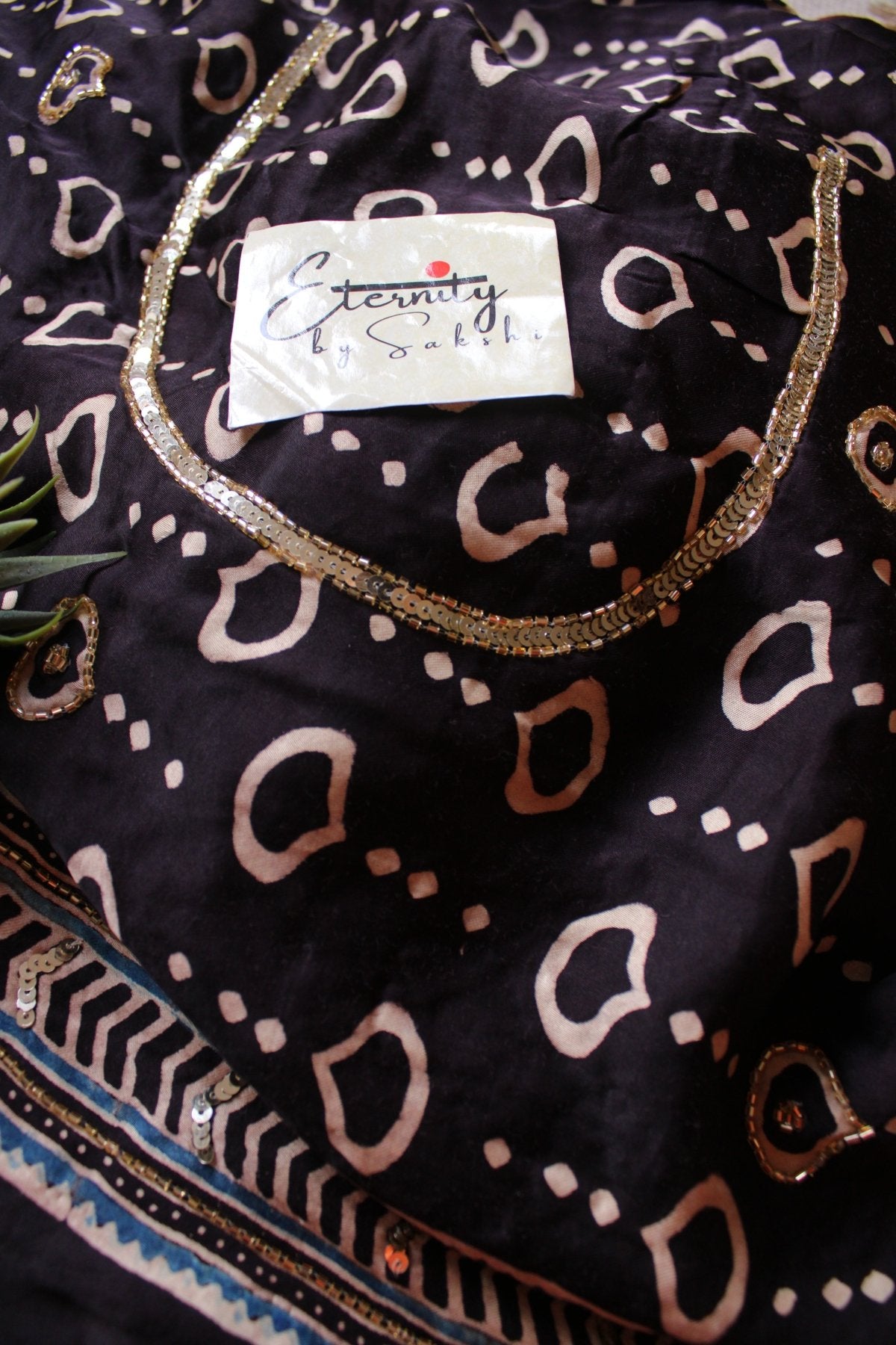 Ruhva Indigo Ajrakh Modal Silk Saree with Artisan Handwork - Eternity by Sakshi