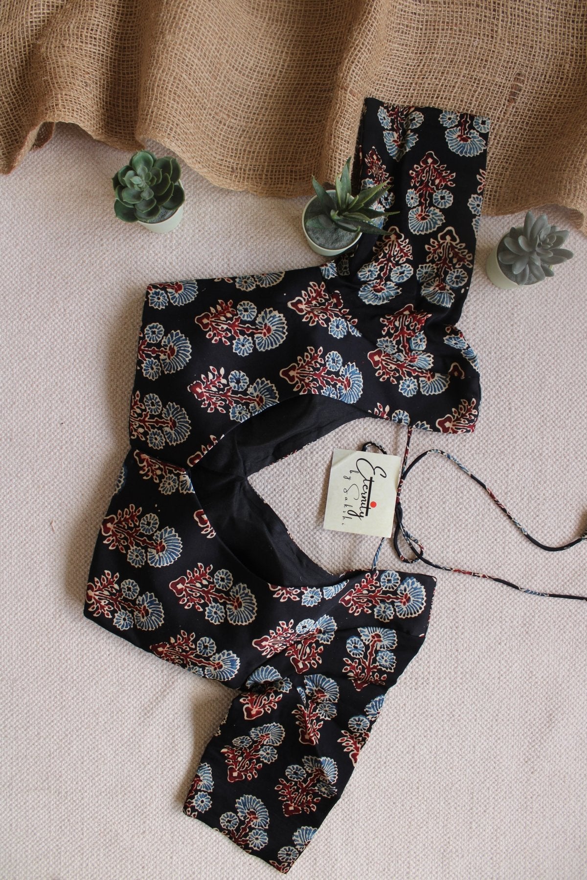 Black Ajrakh Silk Blouse - Eternity by Sakshi