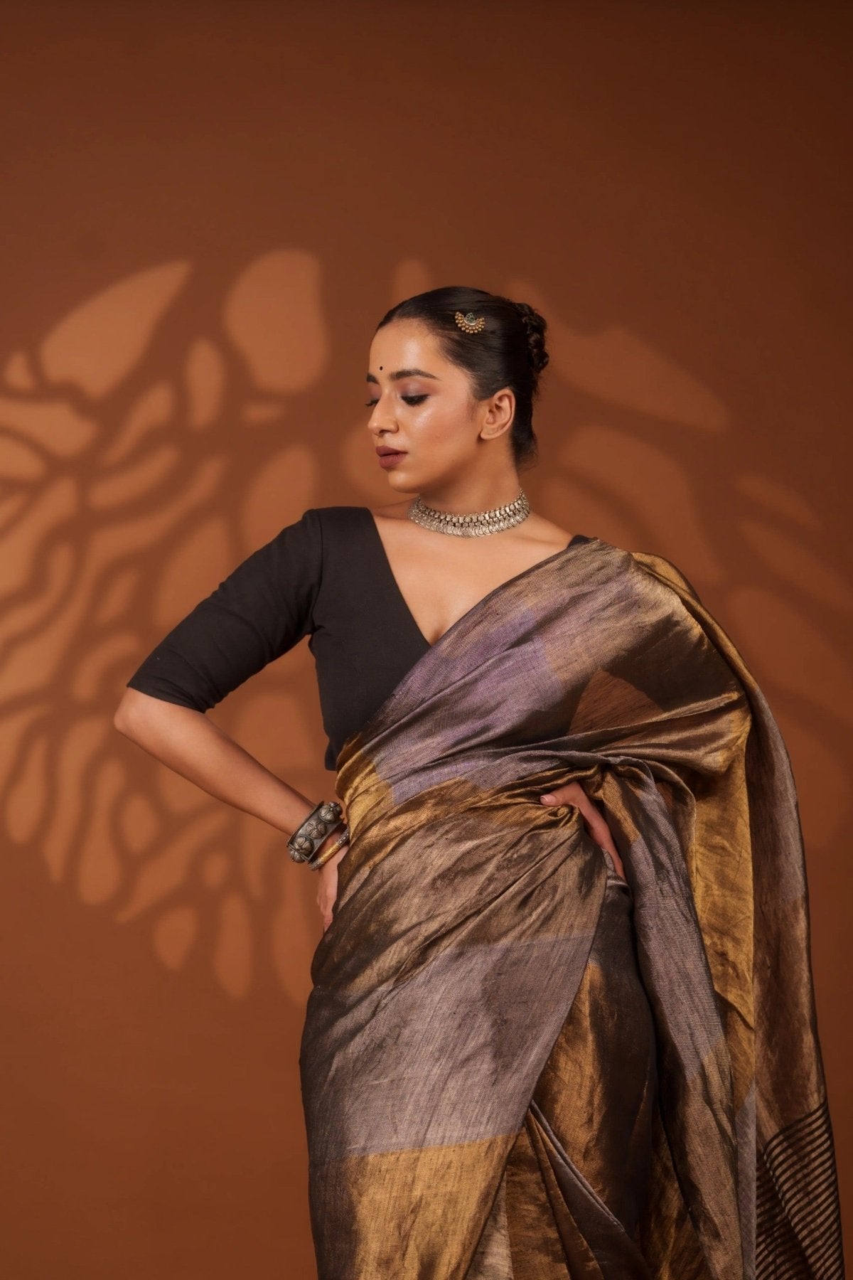 Nayana Metallic Black Saree - Eternity by Sakshi