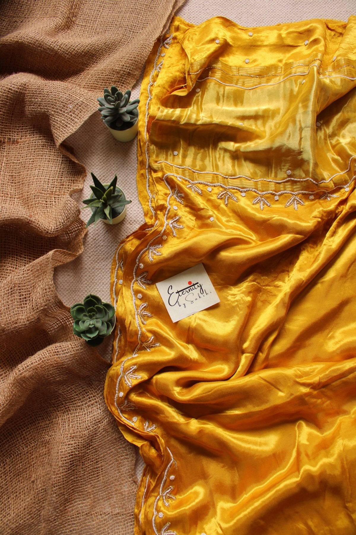 Yellow Modal Handwork Saree - Eternity by Sakshi