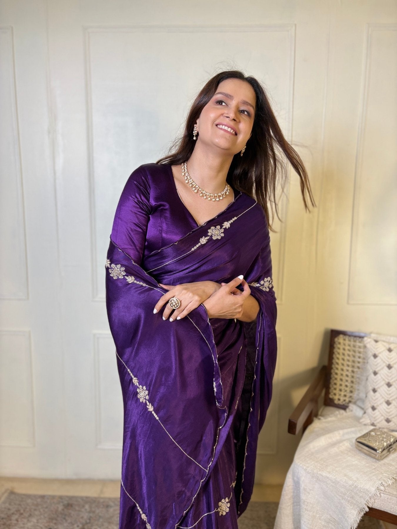 Purple Modal Handwork Saree - Eternity by Sakshi