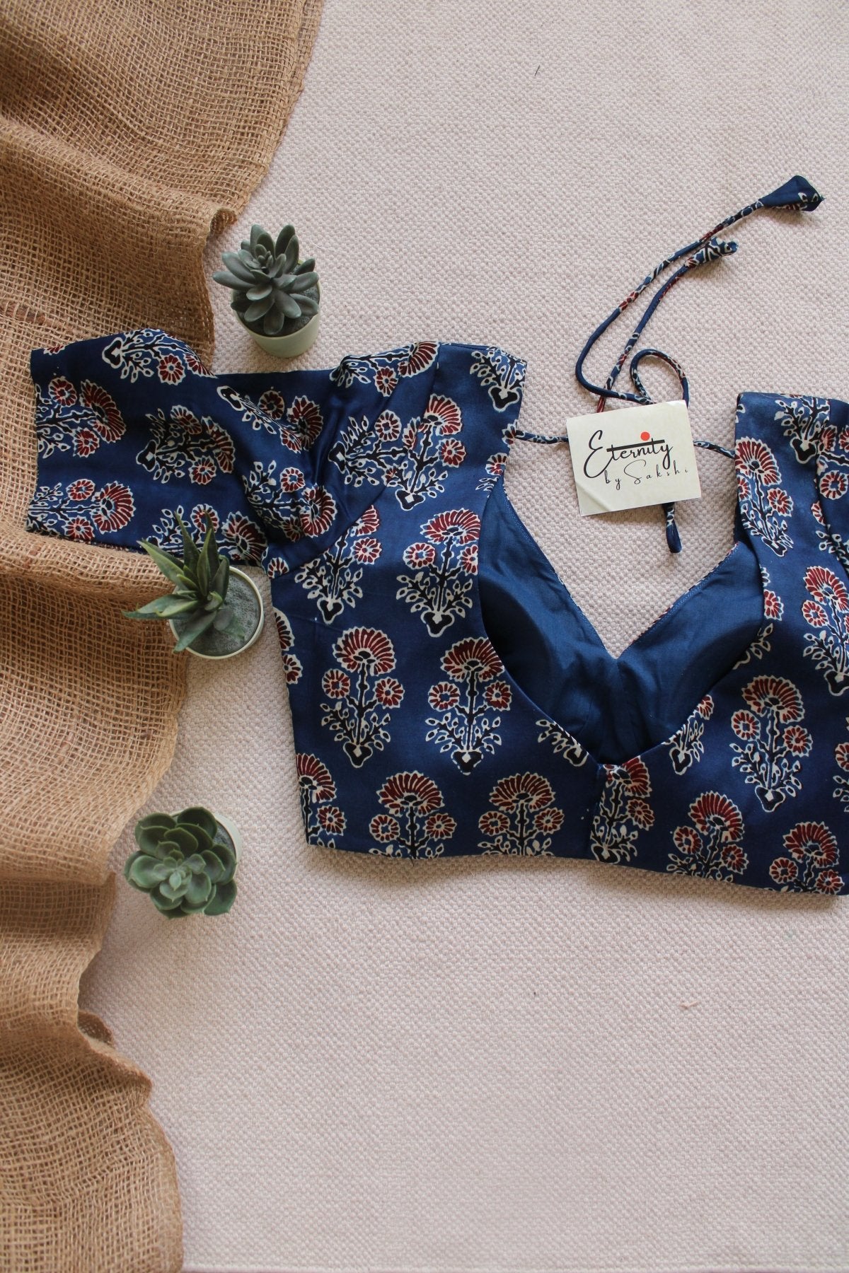 Indigo Ajrakh Silk Blouse - Eternity by Sakshi