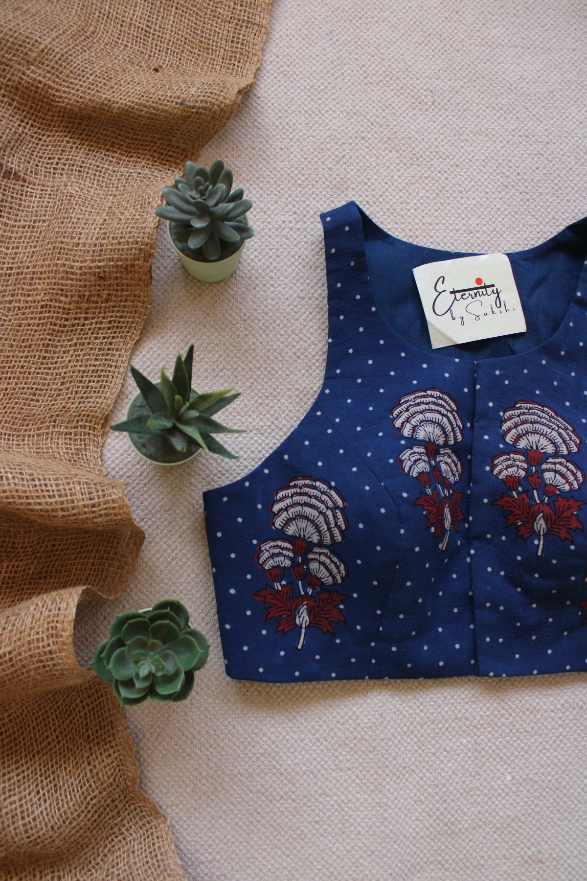 Gulmohar Blue Ajrakh Blouse - Eternity by Sakshi