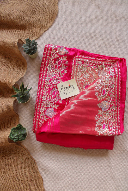 Pink Modal Silk Saree with Gotta Work - Eternity by Sakshi