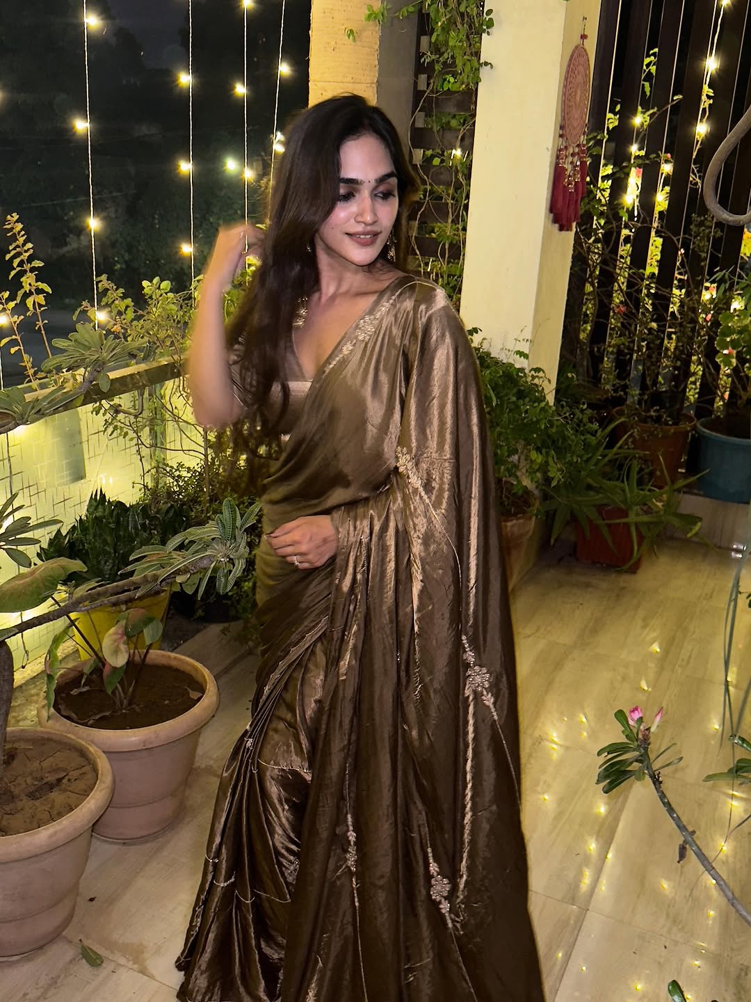 Cappuccino Modal Handwork Saree