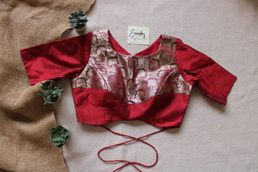 Maroon Gulnaar Brocade Blouse - Eternity by Sakshi