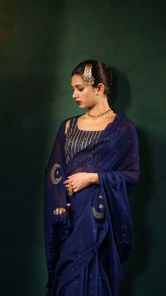 Midnight Chand Tara Handwork Saree - Eternity by Sakshi