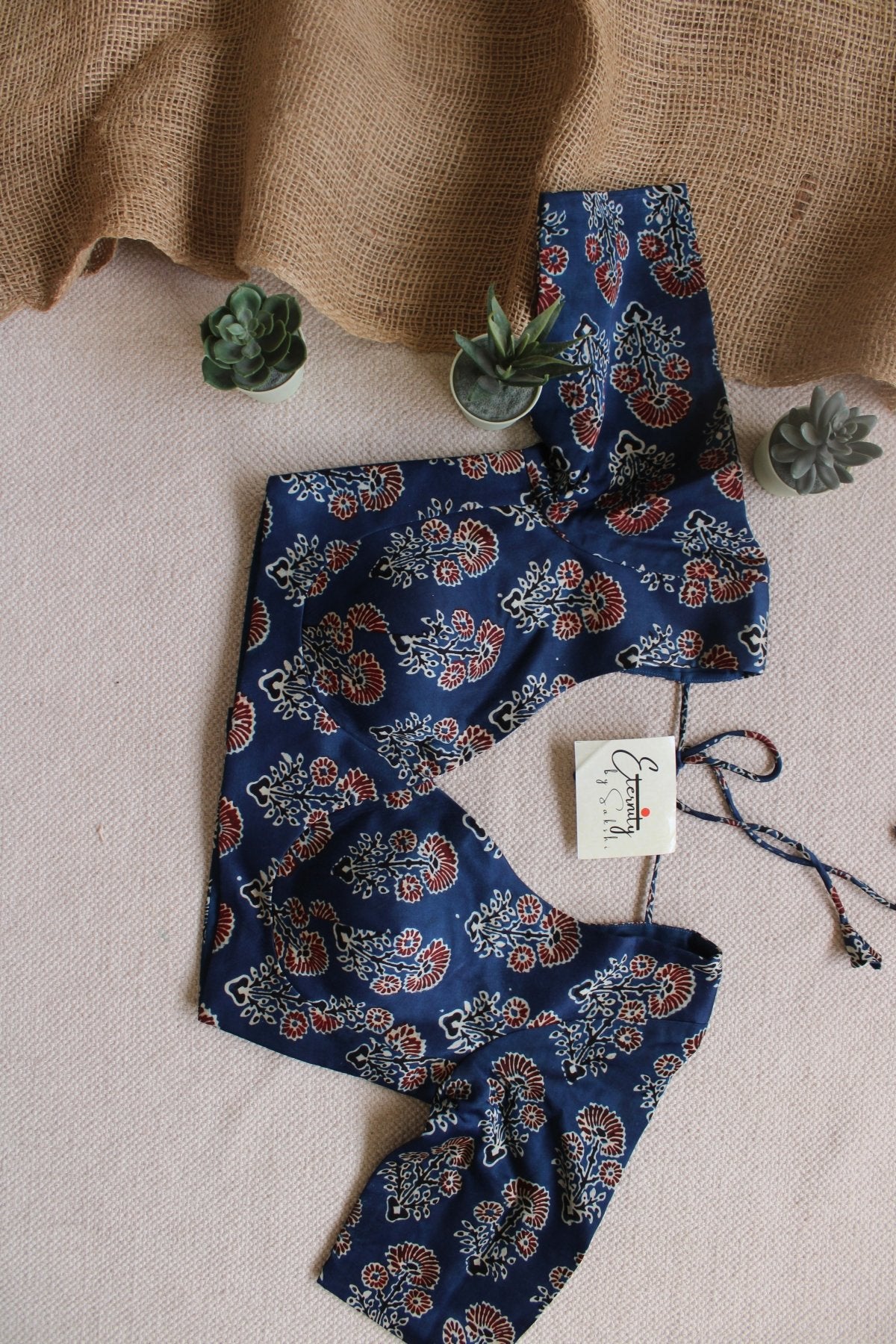 Indigo Ajrakh Silk Blouse - Eternity by Sakshi