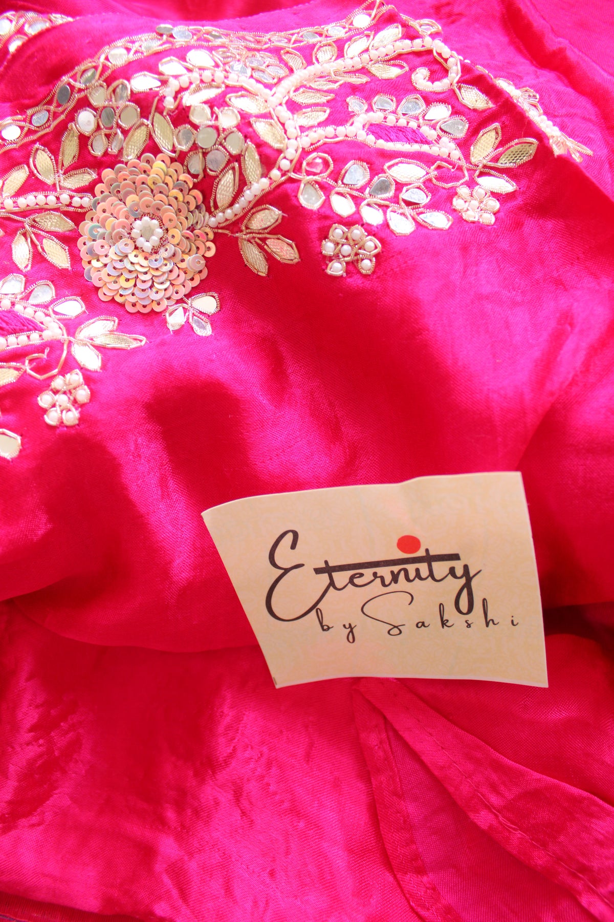 Pink Modal Silk Saree with Gotta Work