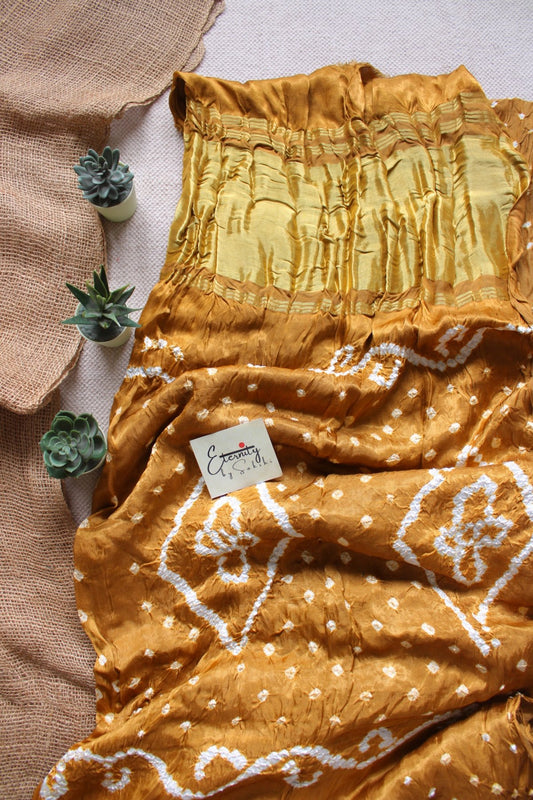 Mustard Plain Bandhani Saree - Eternity by Sakshi