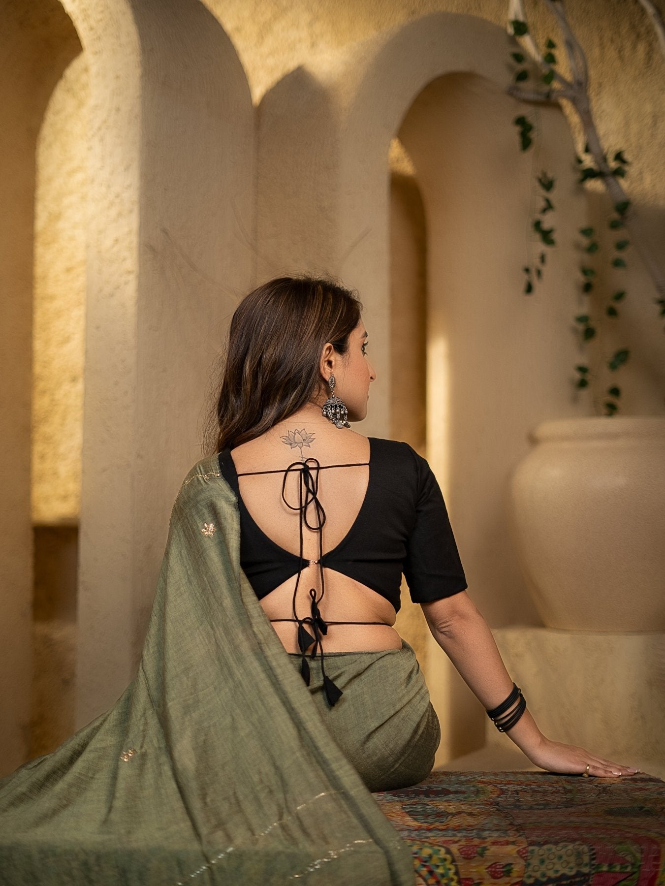 Olive Green Noor Saree - Eternity by Sakshi