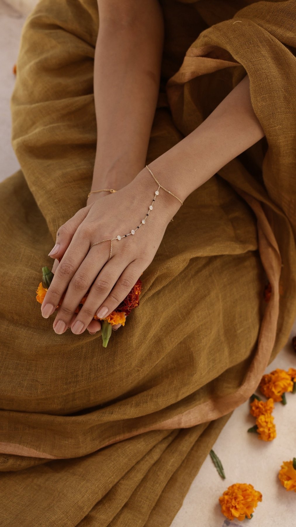 Dull Yellow Parijat Linen Saree - Eternity by Sakshi