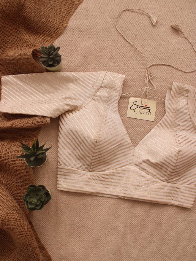 White Stripes Chanderi Blouse - Eternity by Sakshi