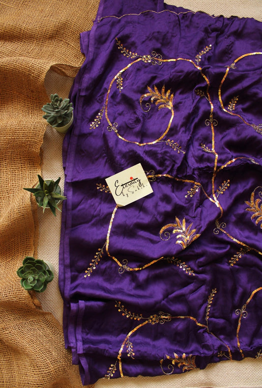 Purple Saundarya Modal Silk Handwork Saree - Eternity by Sakshi