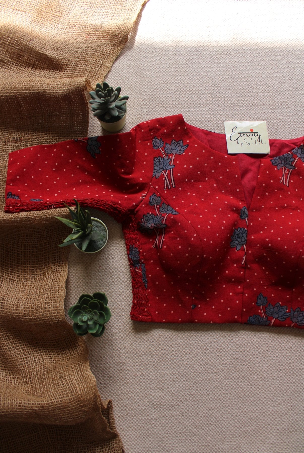 Raspberry Ajrakh Strechable Blouse - Eternity by Sakshi