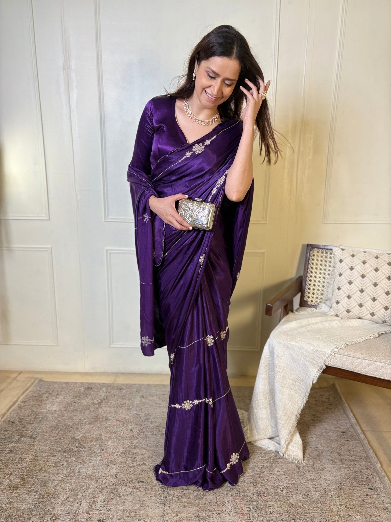 Purple Modal Handwork Saree - Eternity by Sakshi