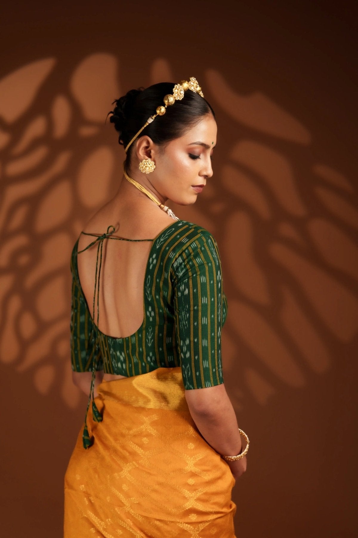 Green Ikat With Sleeves Blouse - Eternity by Sakshi