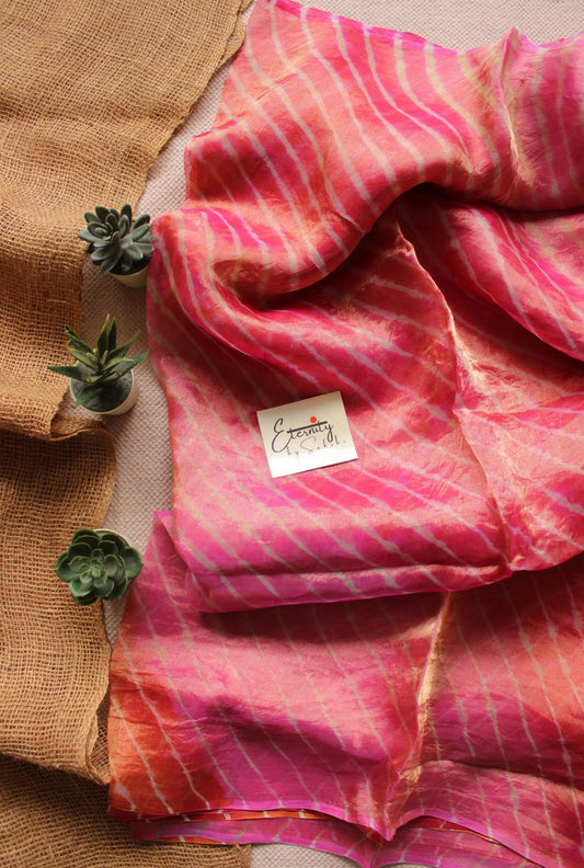 Pastel Pink Tissue Leheriya Saree - Eternity by Sakshi