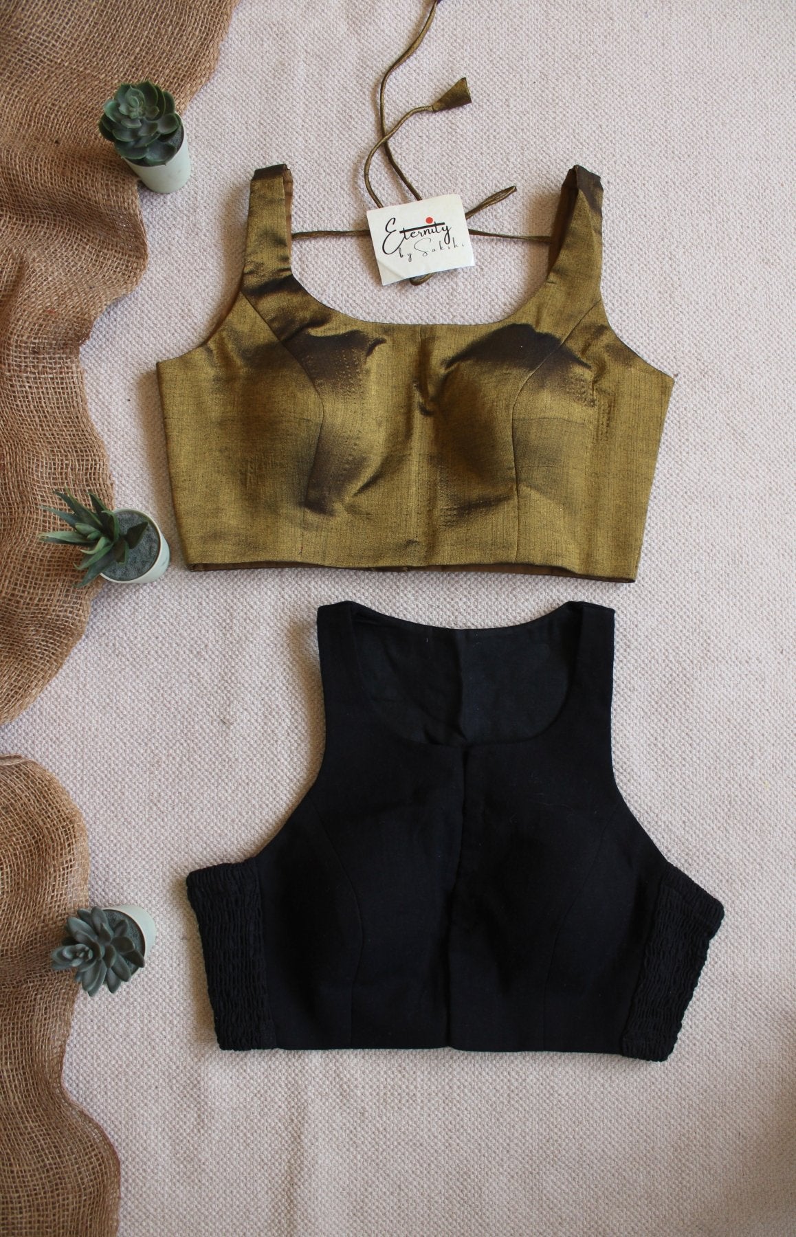 Sona Noorie Blouse + Gulmohar Black Stretchable Blouse Combo - Eternity by Sakshi