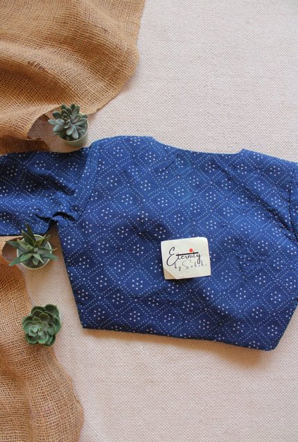Indigo Vanilla Ajrakh Limited Edition Blouse - Eternity by Sakshi