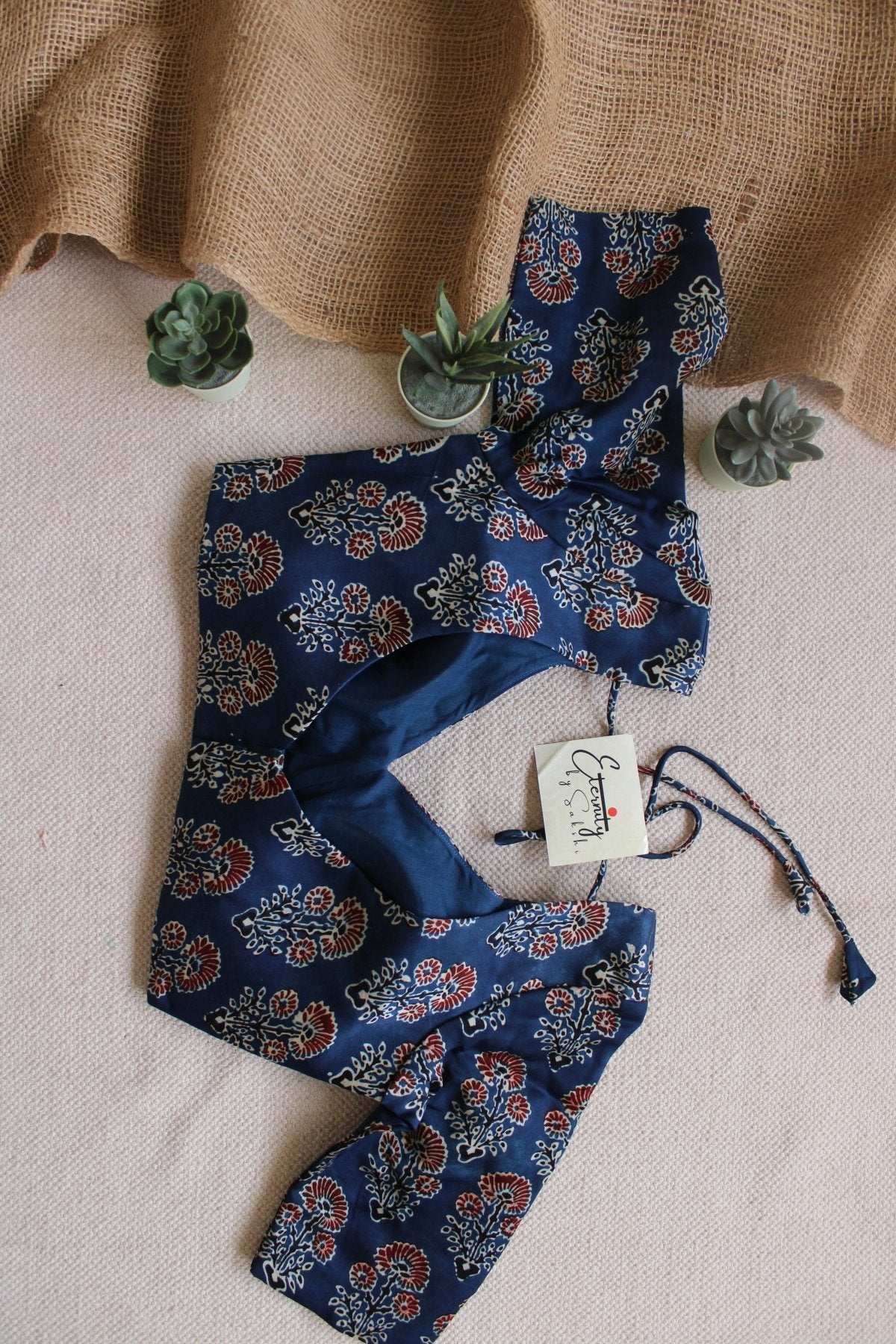 Indigo Ajrakh Silk Blouse - Eternity by Sakshi