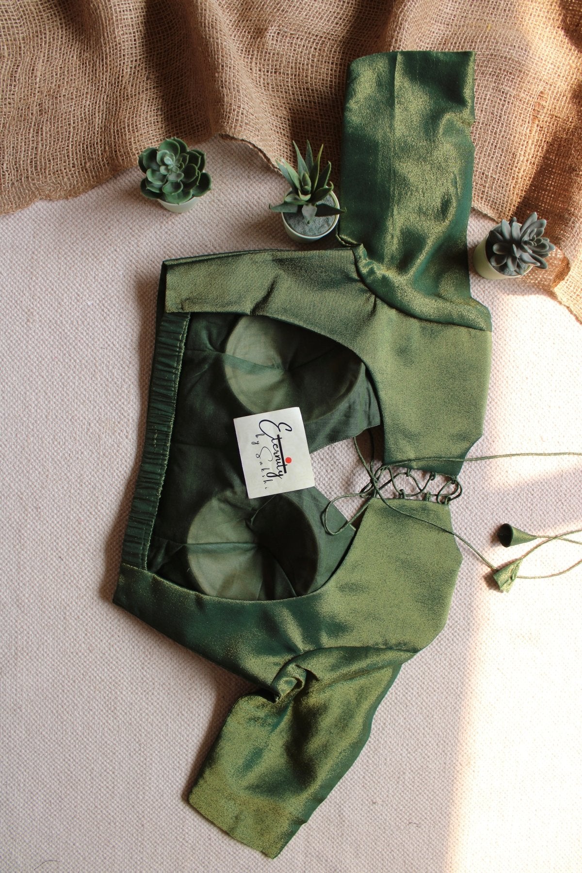Green Tissue Elastic Blouse - Eternity by Sakshi
