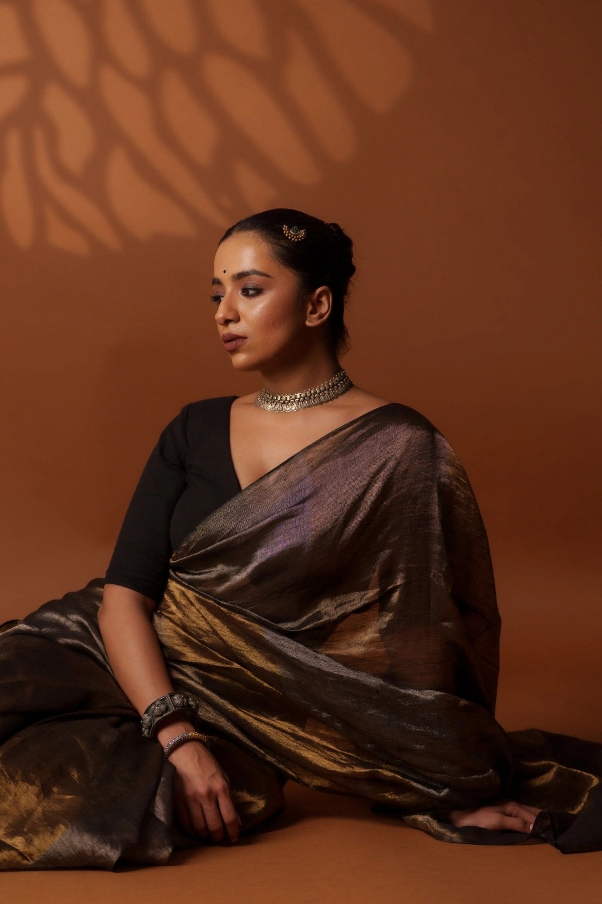 Nayana Metallic Black Saree - Eternity by Sakshi