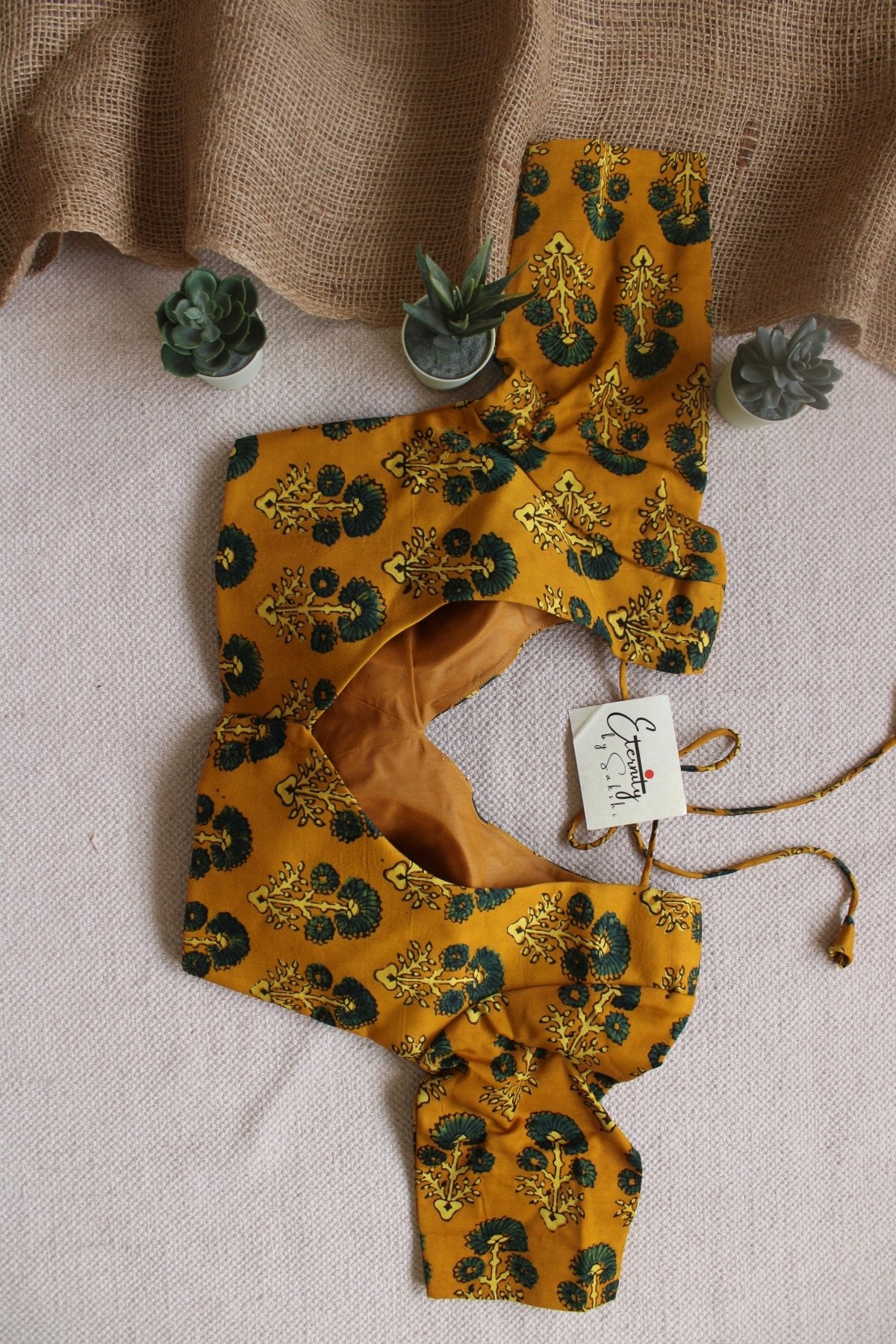 Yellow Ajrakh Silk Blouse - Eternity by Sakshi