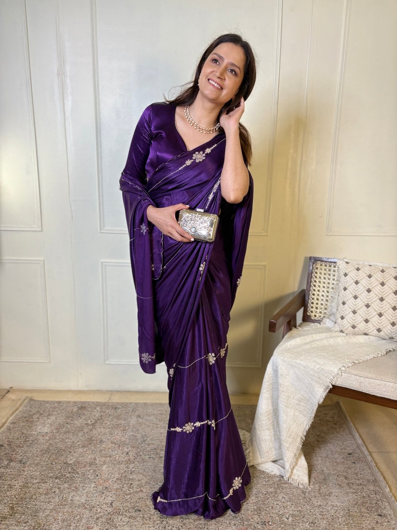Purple Modal Handwork Saree - Eternity by Sakshi