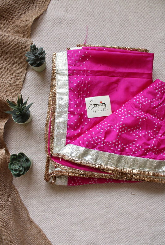 Pink Mulberry Silk Bandhej Saree - Eternity by Sakshi