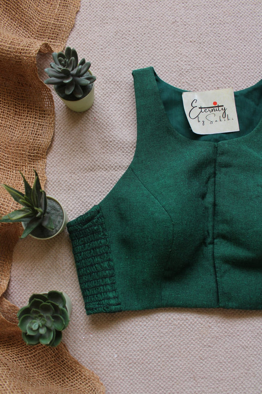 Gulmohar Green Stretchable Blouse - Eternity by Sakshi