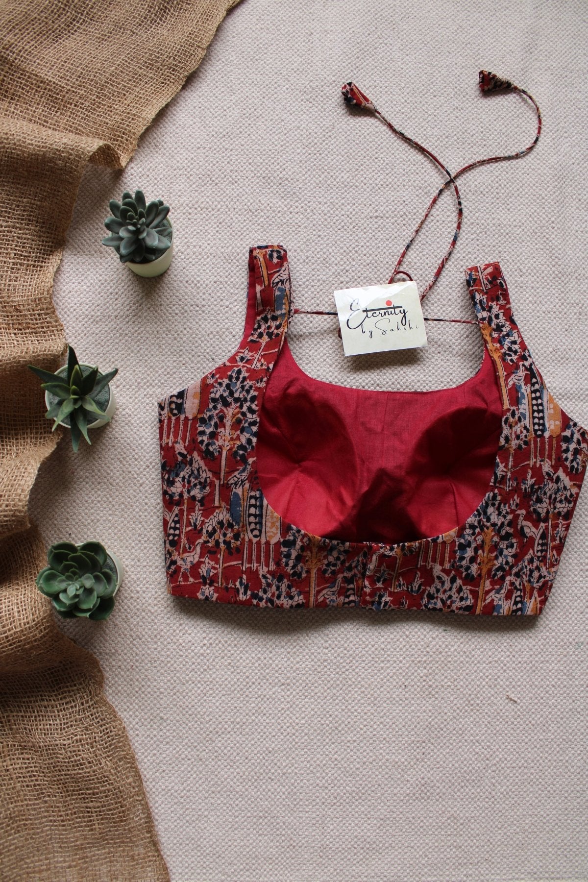 Brick Red Kalamkari Noorie Blouse - Eternity by Sakshi