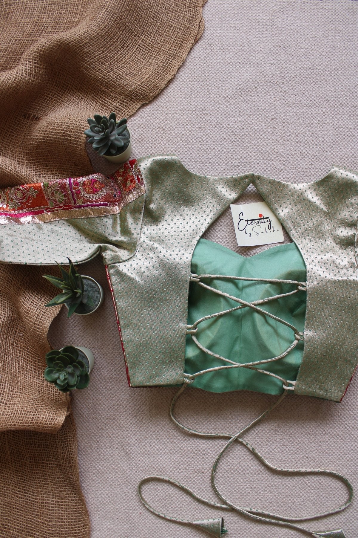 Pastel Green Navratri Noor Blouse - Eternity by Sakshi