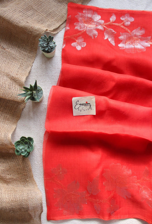 Rust Muslin Silk Saree - Eternity by Sakshi