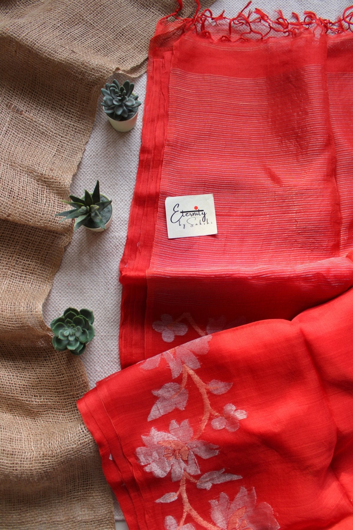 Rust Muslin Silk Saree - Eternity by Sakshi