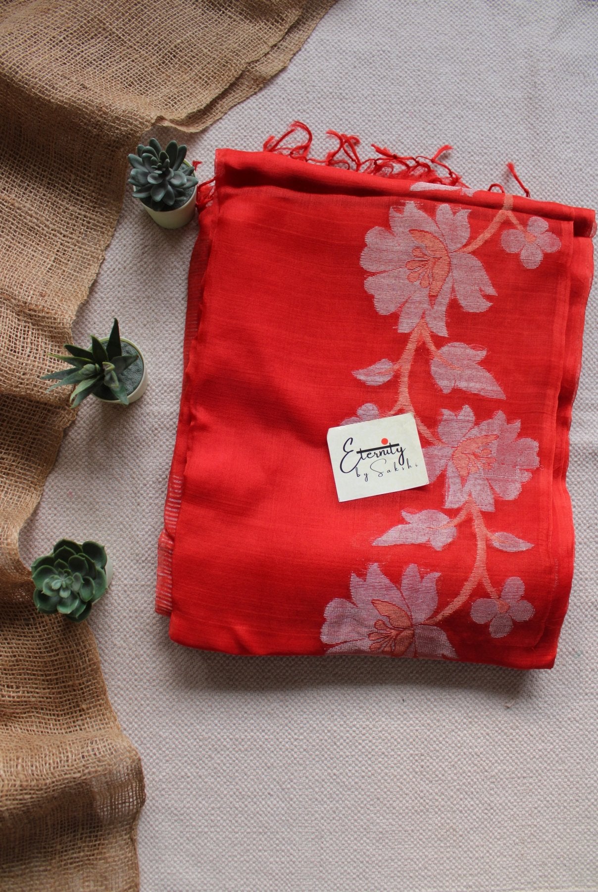 Rust Muslin Silk Saree - Eternity by Sakshi