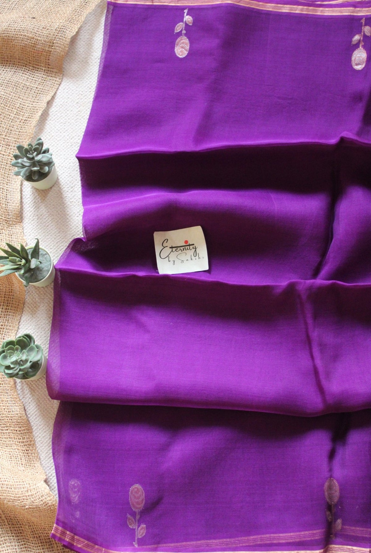 Purple Floral Muslin Silk Saree - Eternity by Sakshi
