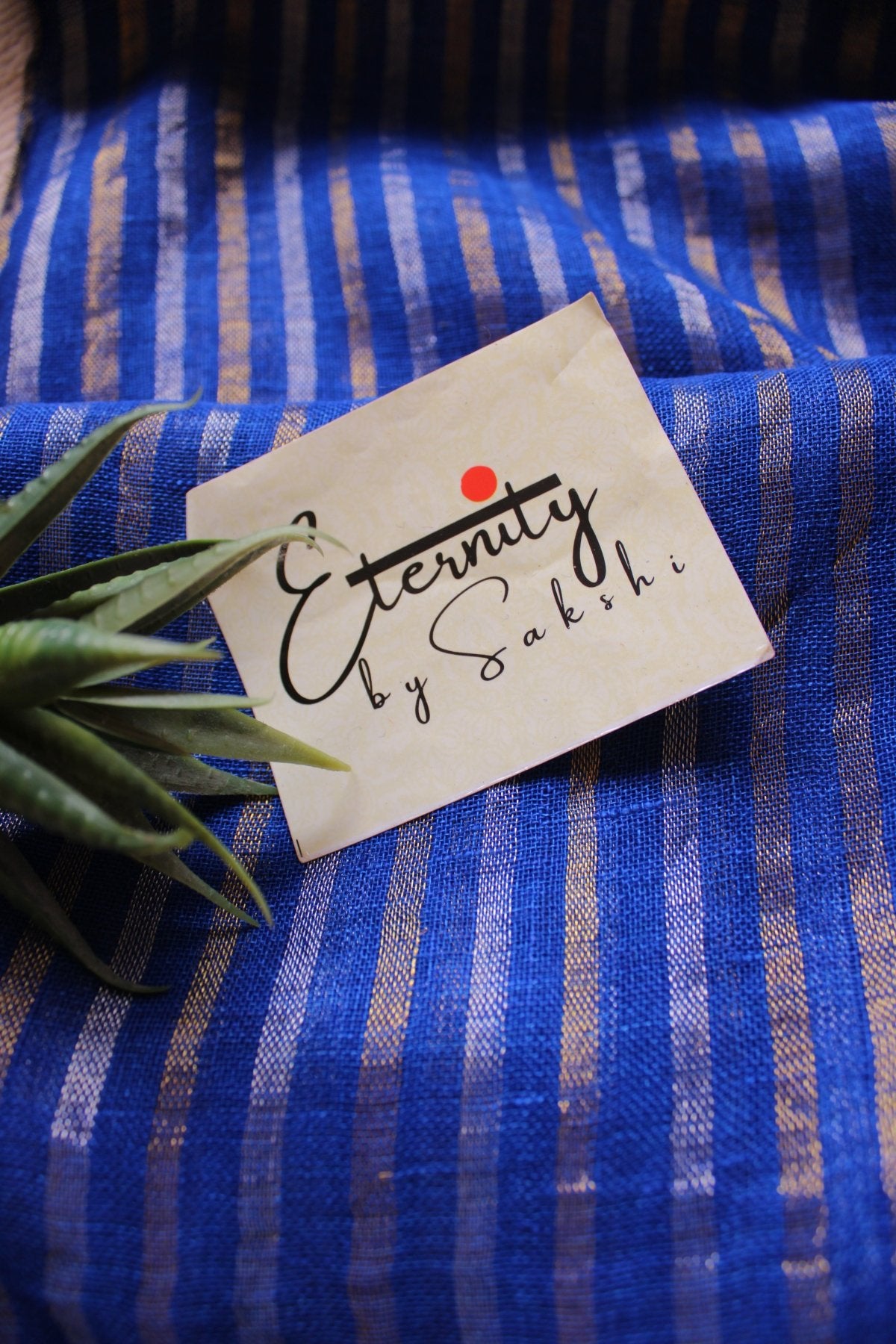 Blue Stripes Linen Saree - Eternity by Sakshi