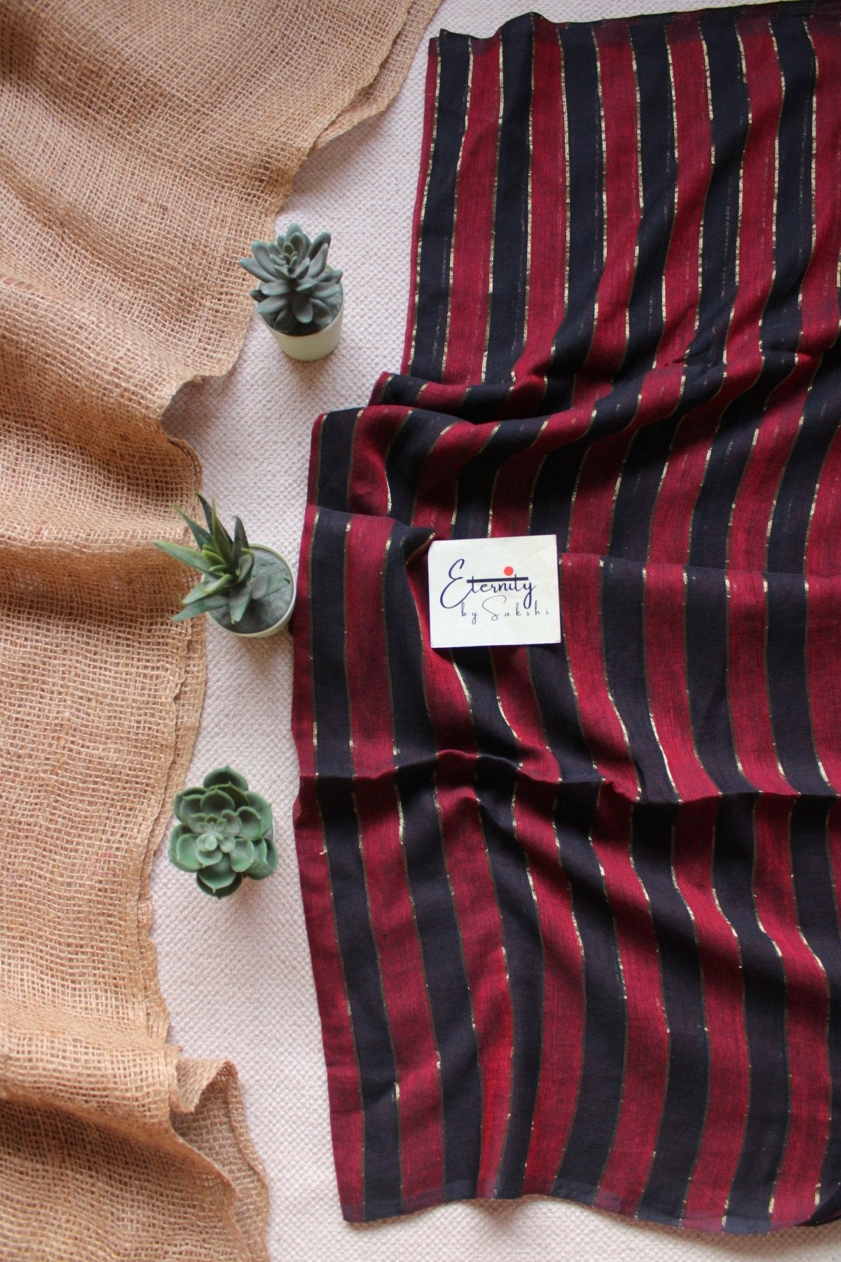 Red Silsila Saree +Black Evergreen Blouse Combo - Eternity by Sakshi