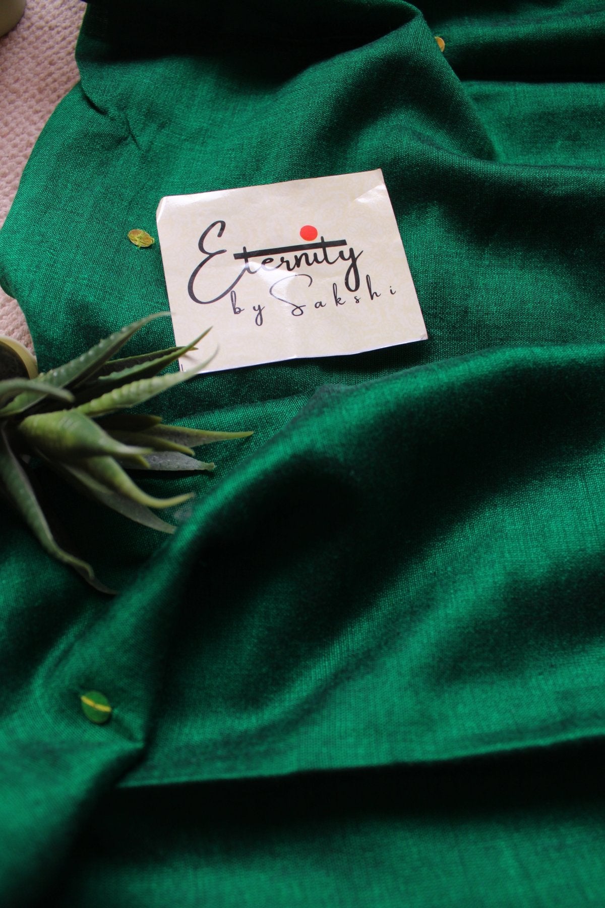 Green Varnika Saree +Blue Shadow Blouse Combo - Eternity by Sakshi