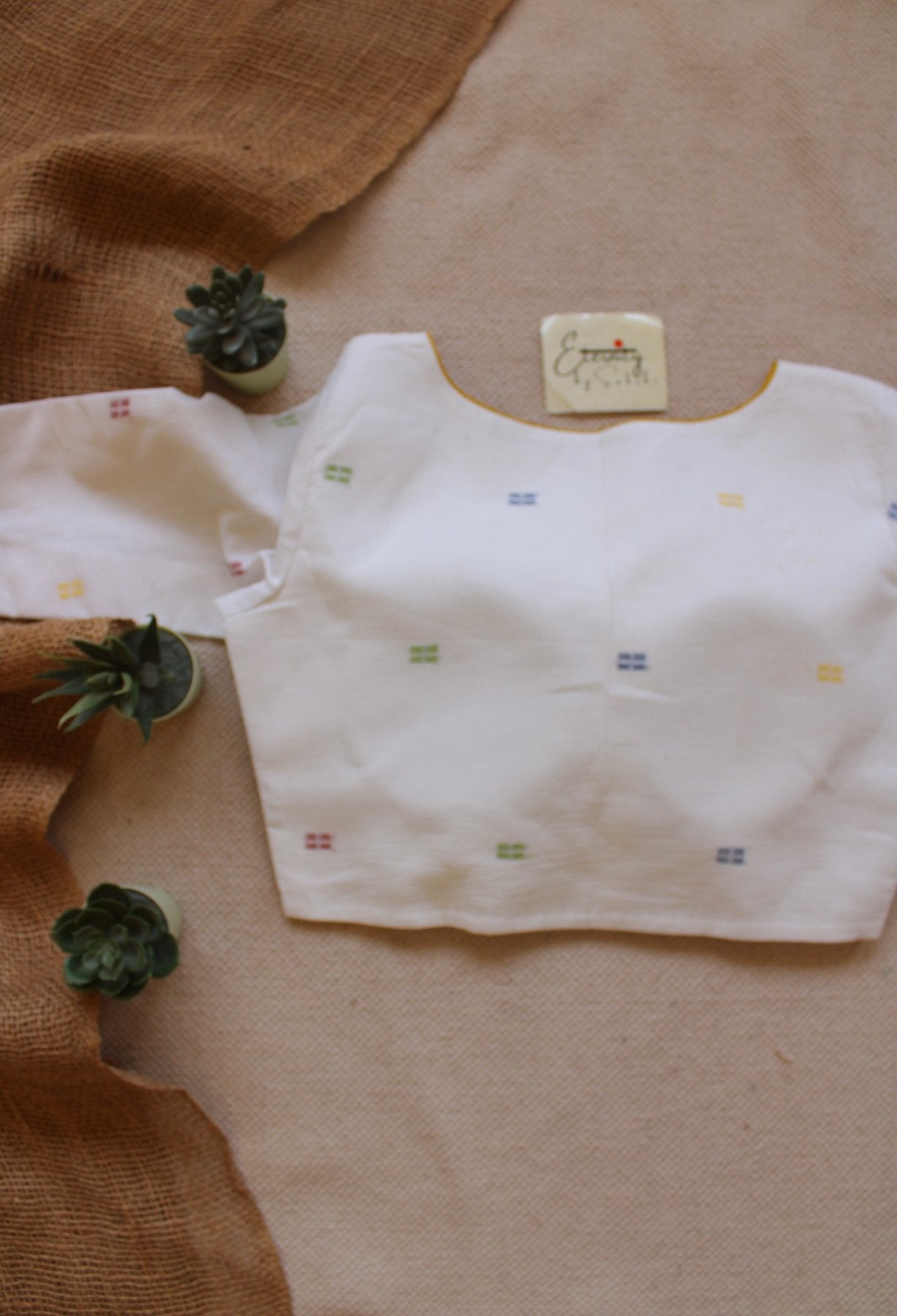 Pastel Dot Boat Neck Blouse - Eternity by Sakshi
