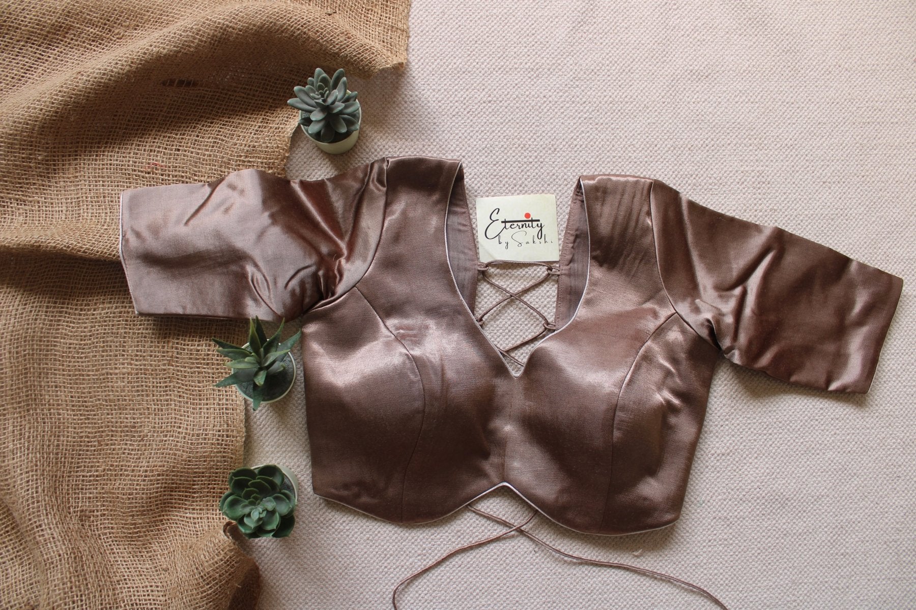 Heer Mocha Backless Blouse - Eternity by Sakshi