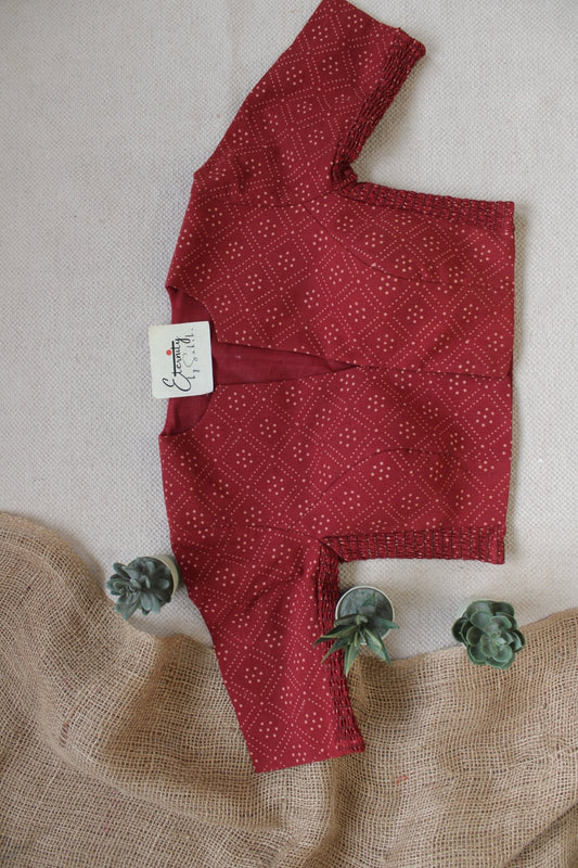 Maroon Vanilla Ajrakh Stretchable Blouse - Eternity by Sakshi