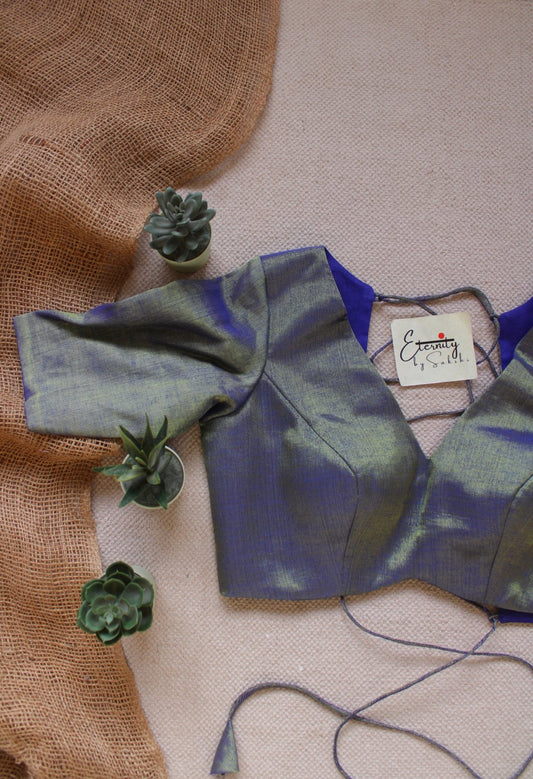 Peacock Sheen Backless Blouse - Eternity by Sakshi