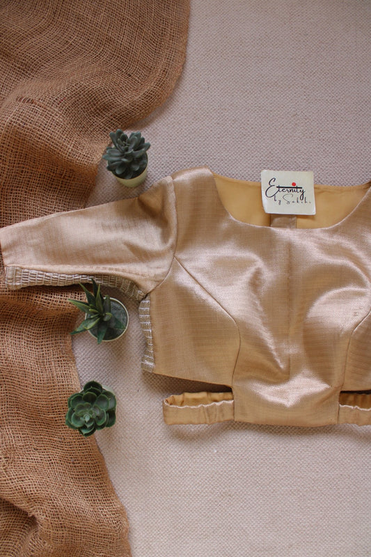 Beige Stretchable Cutout Metallic blouse - Eternity by Sakshi
