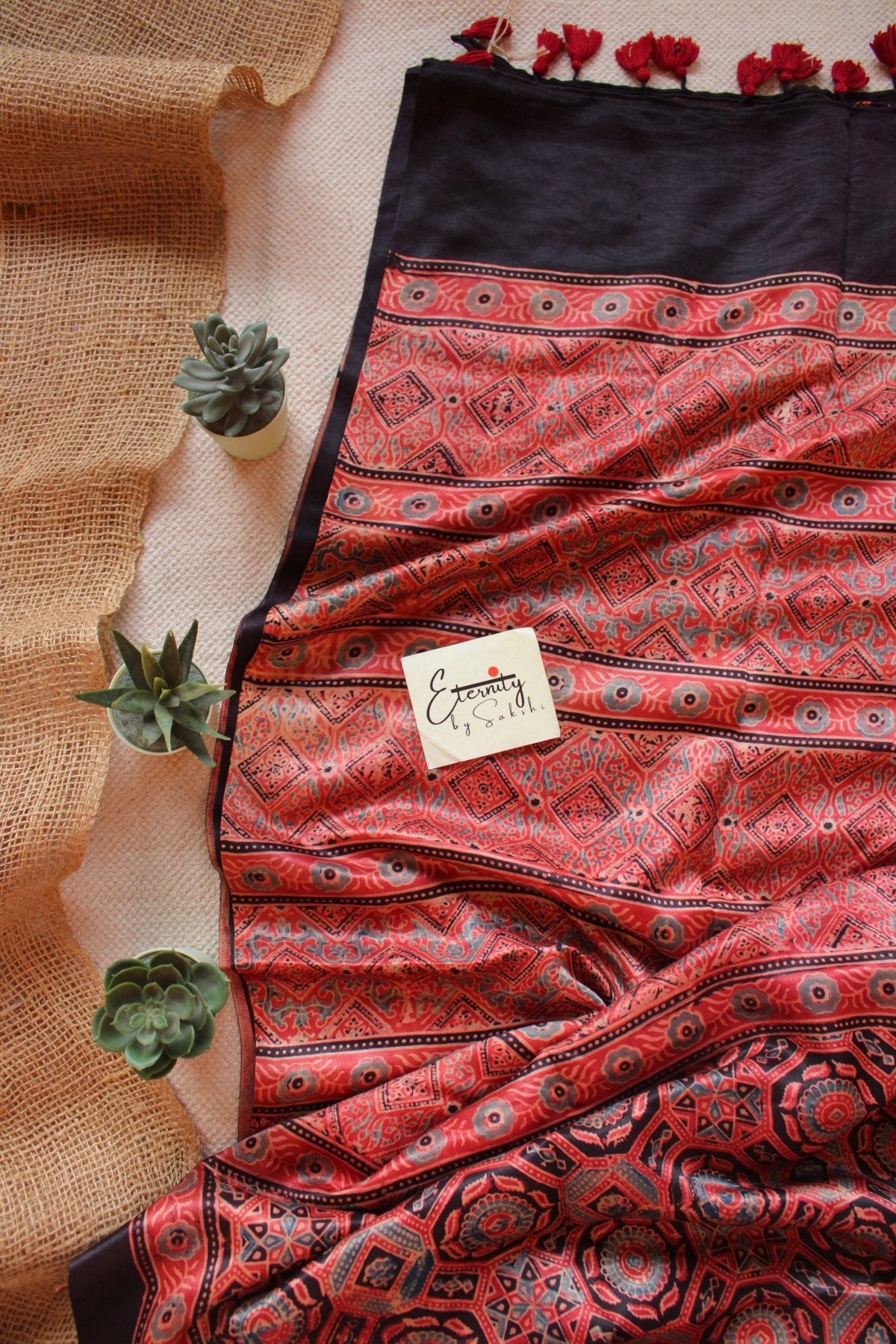 Lal Taal Ajrakh Saree - Eternity by Sakshi