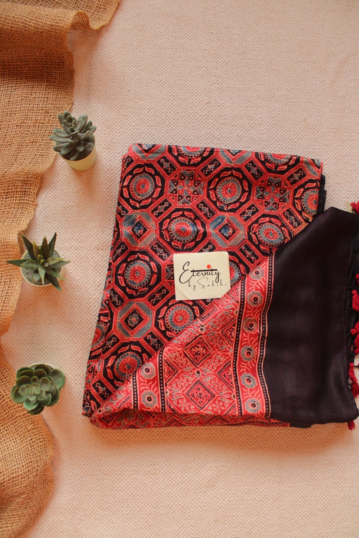 Lal Taal Ajrakh Saree - Eternity by Sakshi